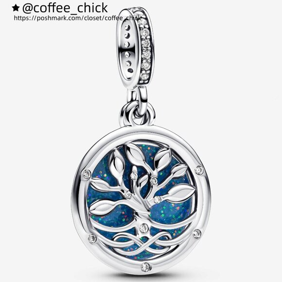 Pandora Glow-in-the-dark Infinity Tree Double Dangle Charm - Picture 1 of 5